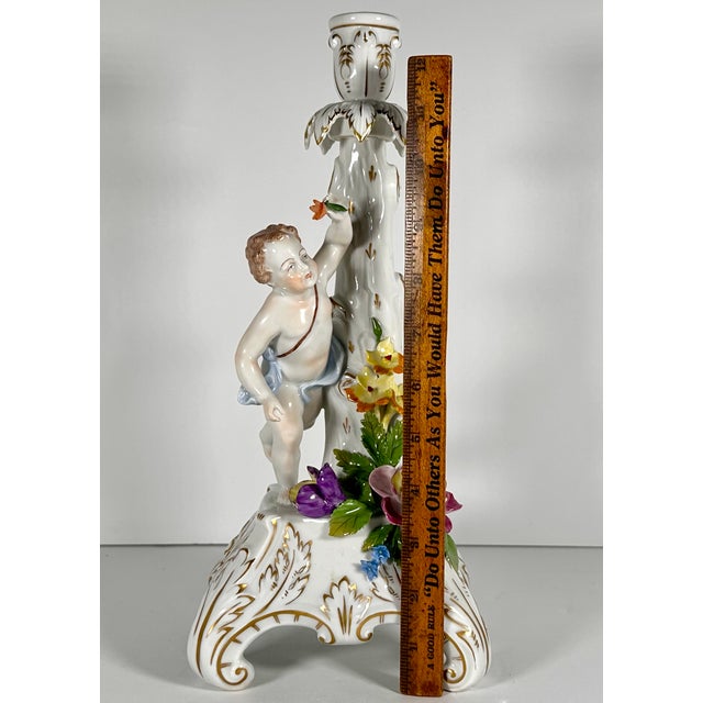 Carl Thieme Dresden Porcelain Figural Putto Candlestick For Sale - Image 17 of 18