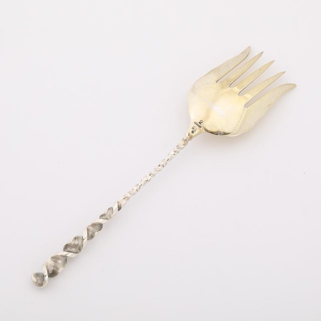 Arts & Crafts Sterling Silver & Gold Washed Twist Fork by Whiting Manufacturing For Sale - Image 4 of 10