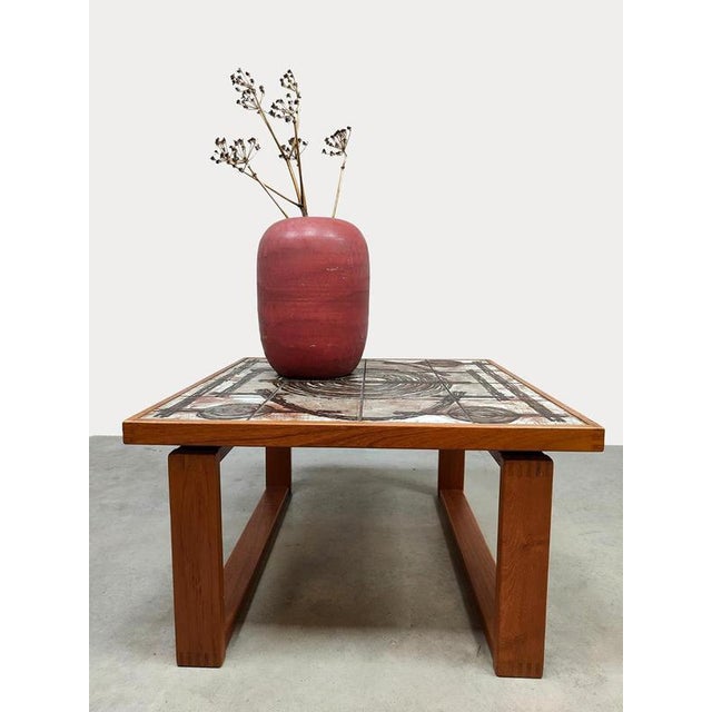 Brown Vintage Danish Ceramic and Teak Side Table, 1970s For Sale - Image 8 of 8