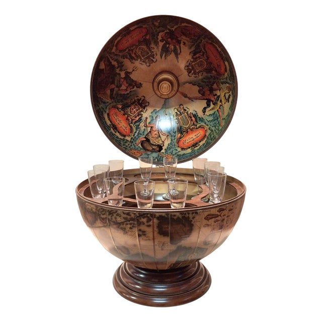 Vintage World Map Bar Cabinet For Sale