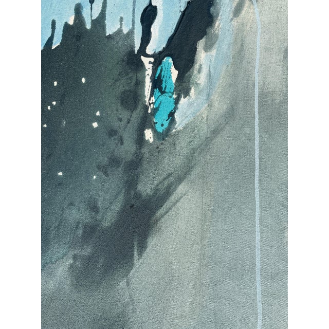 "Sings My Soul" Oversized Lyrical Abstraction Painting in Dark Green and Blue by Stacey Warnix For Sale In Austin - Image 6 of 15