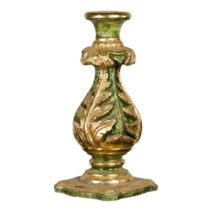 Mid 20th Century Indian Green & Gold Acanthus Carved Finial Drilled to Be Made into a Lamp