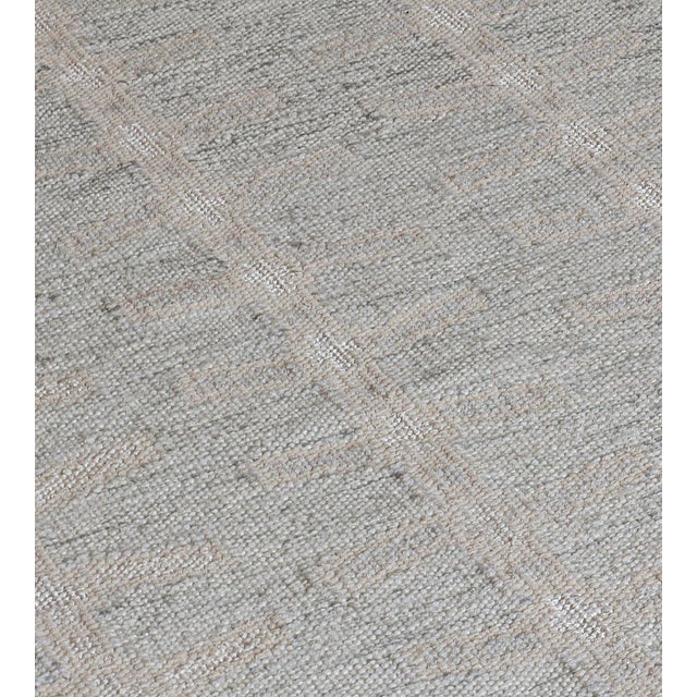 Mid-Century Modern Hand-Woven Swedish Kilim Inspired Wool Mansour Modern Rug For Sale - Image 3 of 6