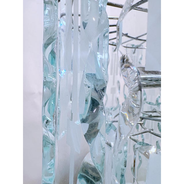 Chrome 1970's Modern Art Deco Chandelier For Sale - Image 8 of 9