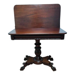 Early 20th Century Early American Style Classical Mahogany Card Game Console Table For Sale