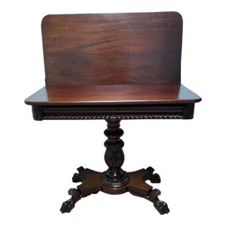 Early 20th Century Early American Style Classical Mahogany Card Game Console Table For Sale