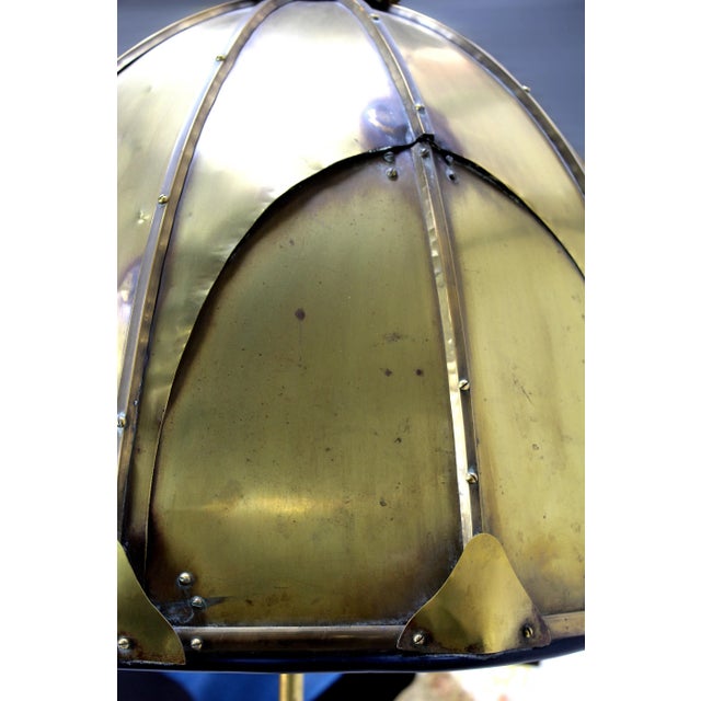 Early 1900s Solid Brass Floor Lamp With Brass Dome Shade For Sale - Image 10 of 12