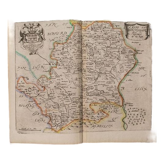 1673 Blome Map of Hartfodshire UK For Sale