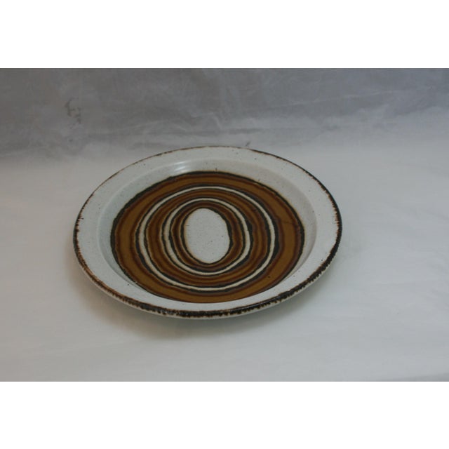 Mid-Century Modern Mid Century English Stonehenge Midwinter Earth Brown & White Oval Platter For Sale - Image 3 of 9
