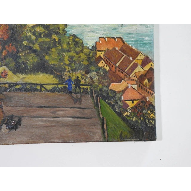 Early 20th Century Continental School Coastal Castle Cityscape Painting For Sale - Image 4 of 9