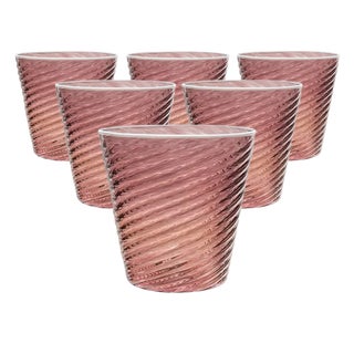 Celerie Kemble Glassware for Chairish Twisty Cups in Violet Blue with Enamel White Rim, Set of 6 For Sale