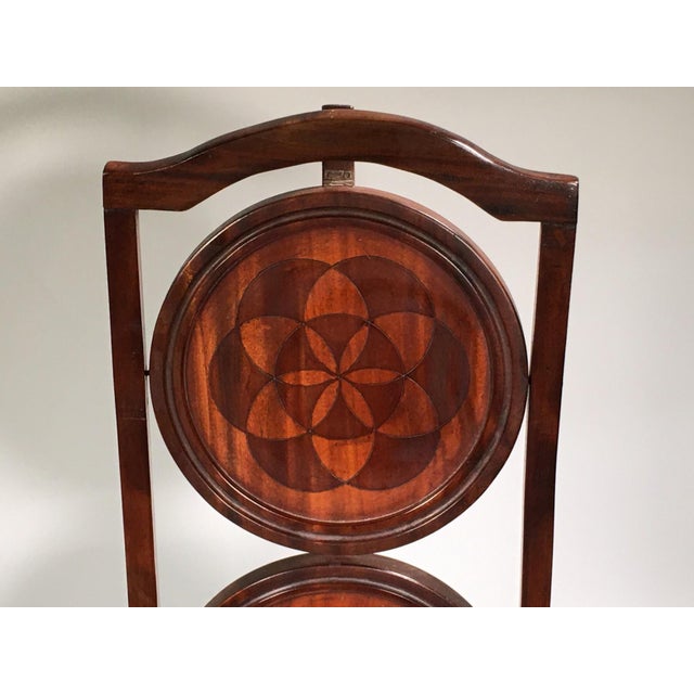A Vintage Edwardian Inlaid Three-Tired Muffin Stand For Sale - Image 4 of 8