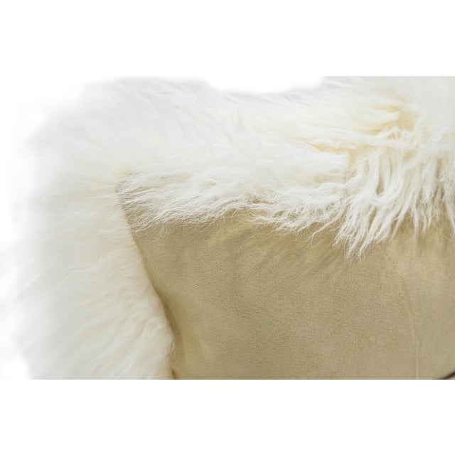 2020s Modern Mongolian Lamb Fur Single Side Pillow in White For Sale - Image 5 of 6