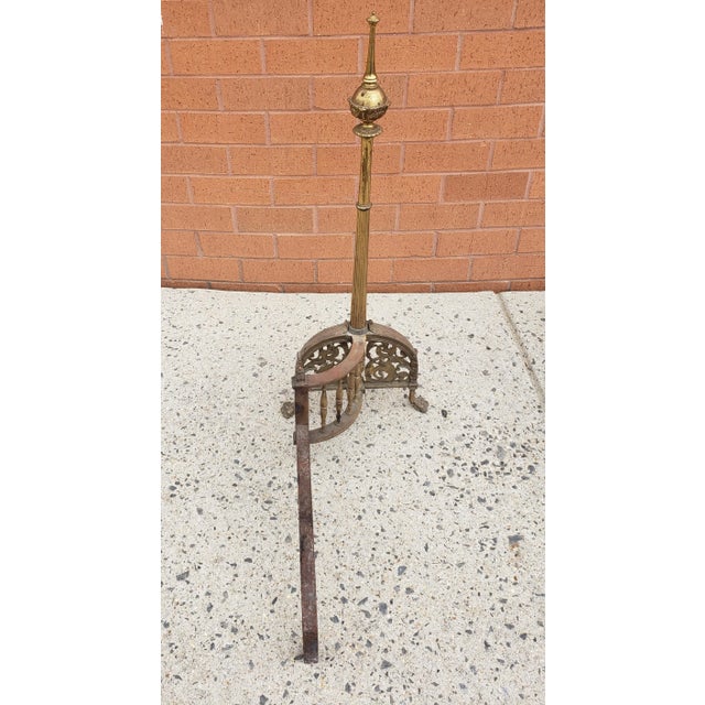 Early 20th Century Tall French Empire Brass and Iron Andirons, Pair For Sale In Washington DC - Image 6 of 7