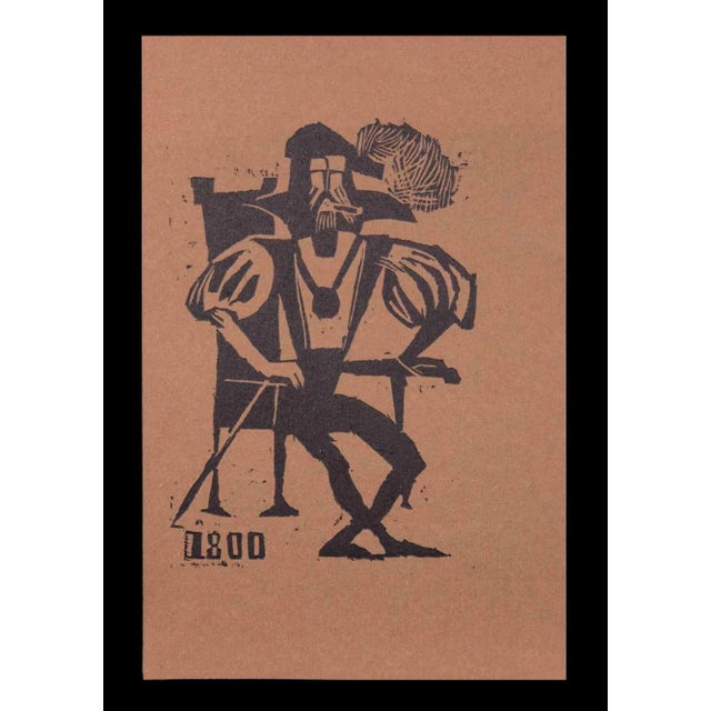 Smoking Baron on the Throne is a woodcut print on brownish color paper print on paper realized by Charles Sterns in the...