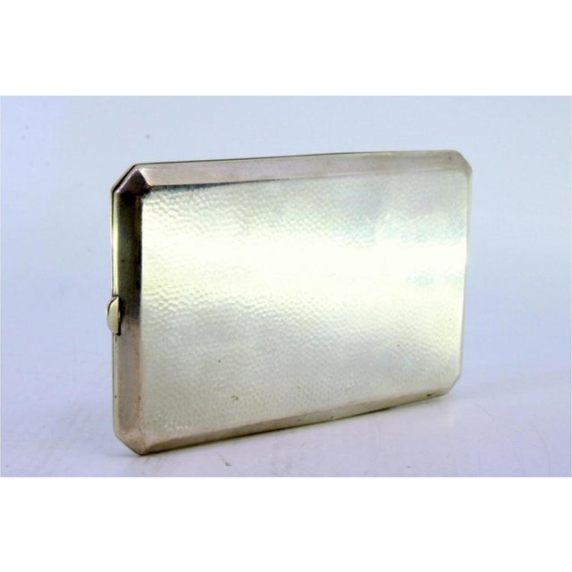 Hammered Silver Cigarette Case with Gold Interior and Chamfered Corners For Sale - Image 5 of 8