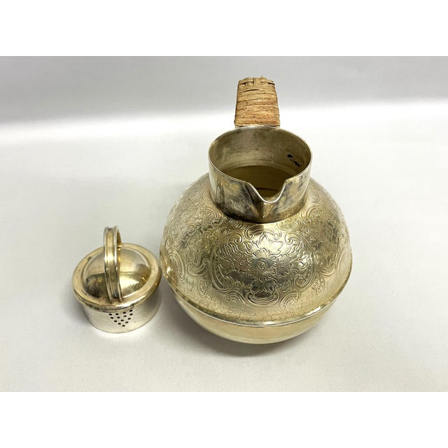1940s 1940s Silverplate Guernsey Jug With Rattan Handle For Sale - Image 5 of 8