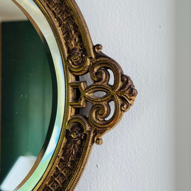 Metal Art Nouveau Brass Wall Mirror by Bradley & Hubbard, Early 20th C. For Sale - Image 7 of 11