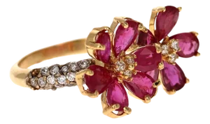 Mid 20th Century 3.49 Carat Burmese Ruby Diamond 18 Karat Yellow Gold Cocktail Ring, Size 5