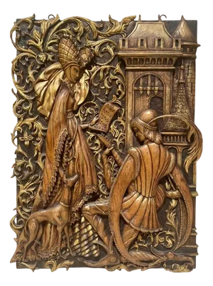 Carved Oak Panel with Gallant Scene