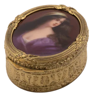 Royal Vienna Porcelain Miniature Gilt Bronze Portrait Box by Franz Wagner