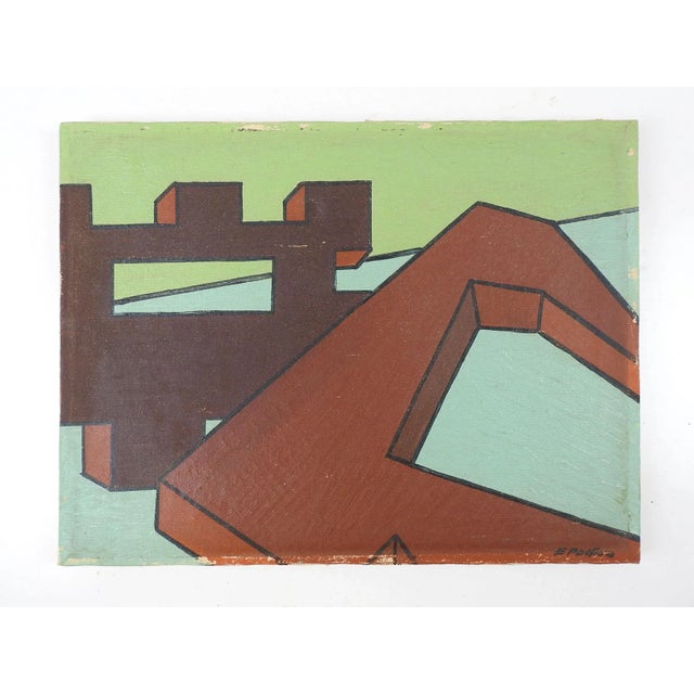 Vintage Mid Century Abstract Color Block Painting | Chairish