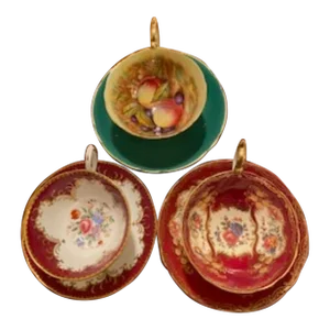 1940s English Cups & Saucers Set- 6 Pieces
