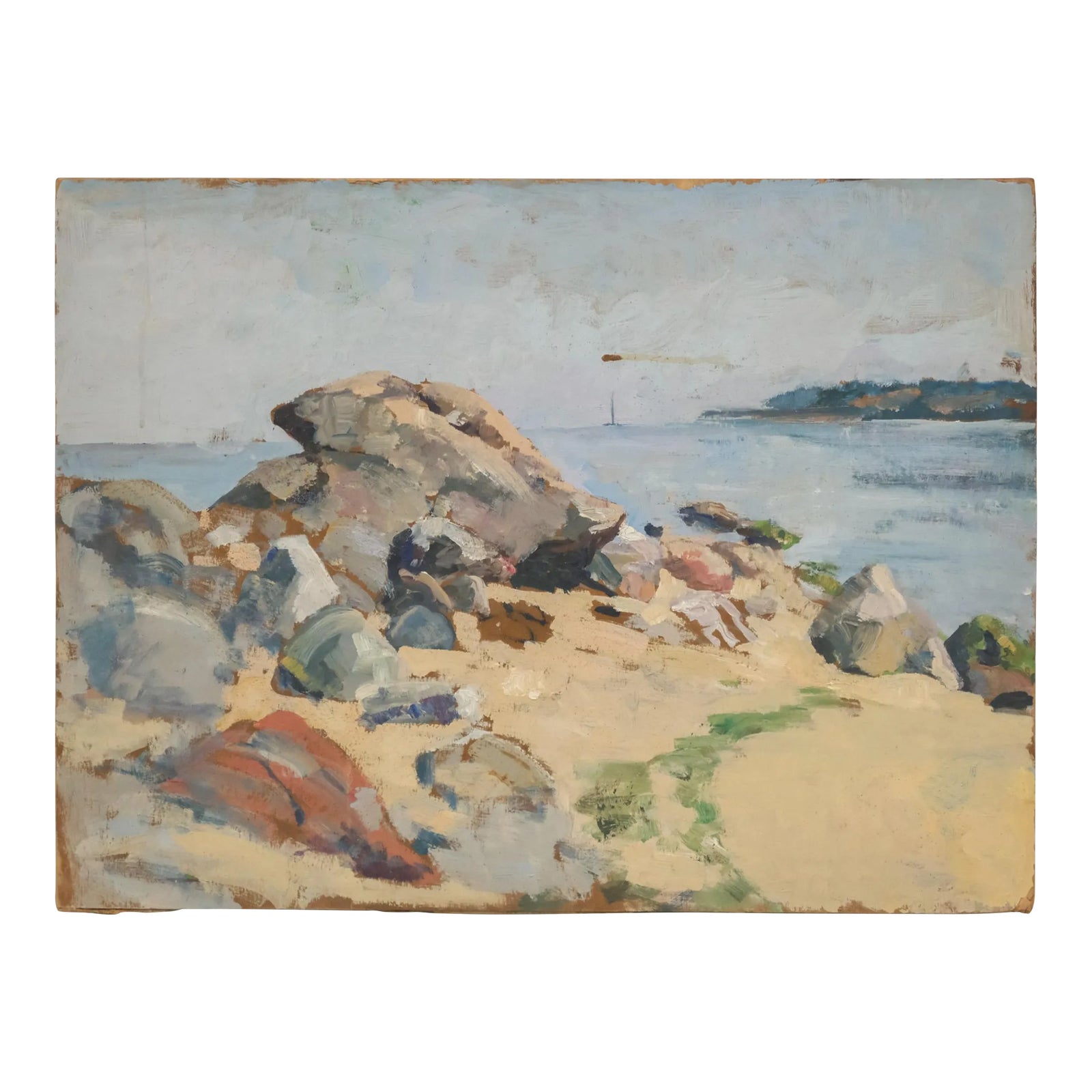 Antique Early 20th Century American Impressionist Seascape Oil Painting ...