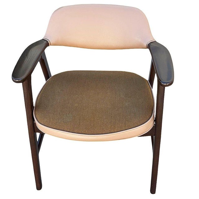Mid-Century Modern Mid-Century Dark Oak Accent Armchairs W/ Beige Seat by Paoli Furniture, Set of 3 For Sale - Image 3 of 8