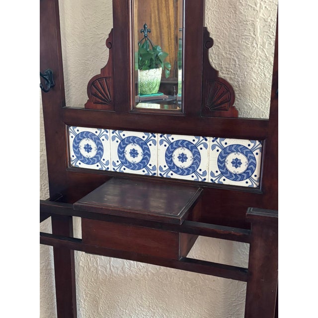 19th Century Antique English Oak Hall Tree Stand For Sale - Image 6 of 12