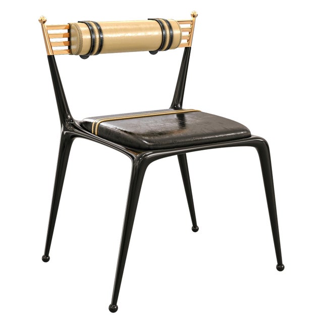 Metal "Magistrale" Chair, With Stainless Steel, Bronze, Tailor Made Leather For Sale - Image 7 of 9