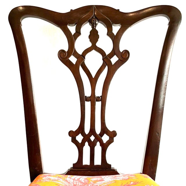 Classic set of eight solid mahogany Chippendale chairs (2 arm - 6 side) were created by the Grand Ledge Chair Company...