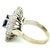 Vintage Sapphire & Diamond Square Cluster Ring in 14k White Gold, Size 7 For Sale In Miami - Image 6 of 13
