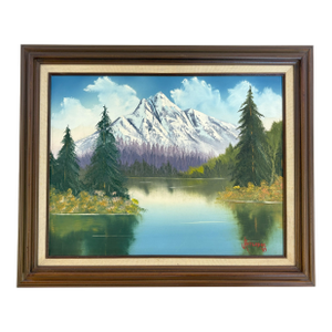 Original Signed and Framed Painting on Canvas by J. Ratledge C1989 'Mountain Landscape'