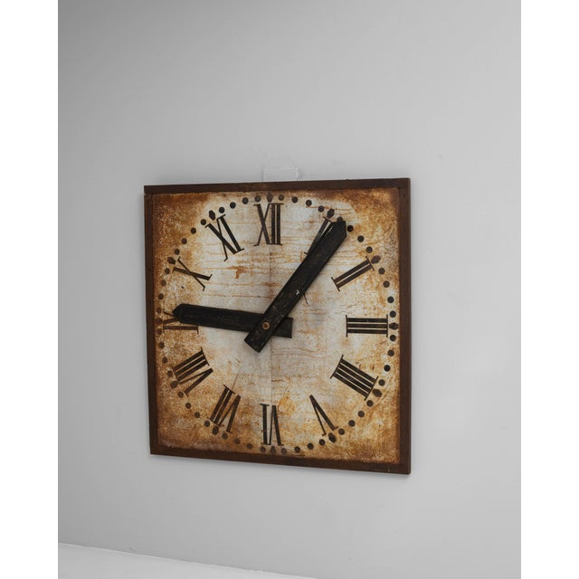 1920s French Industrial Metal Wall Clock Face For Sale - Image 18 of 18