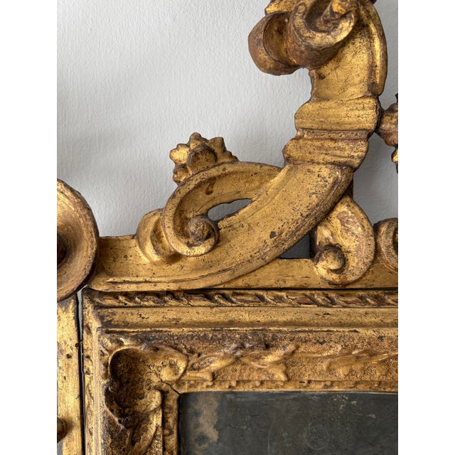 Antique Venetian Gilded Wood Mirror, 1700 For Sale - Image 10 of 14