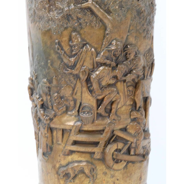 Goldenrod Renaissance Revival Style Hammered Brass Umbrella Stand, 1920s For Sale - Image 8 of 9