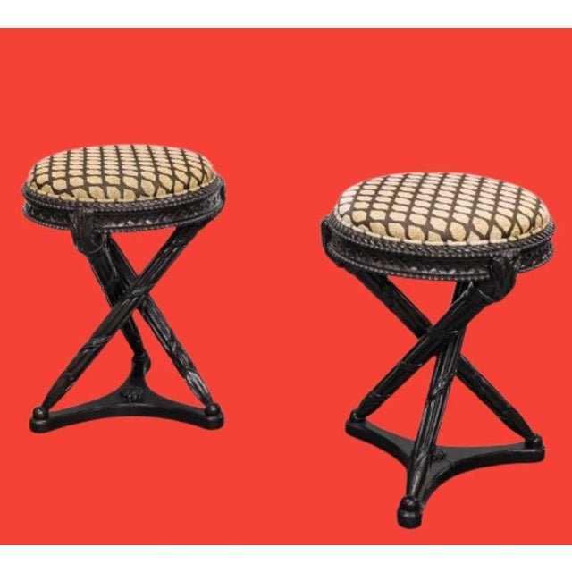 Nancy Corzine c.2000 Nancy Corzine Carved Hardwood Tripod Base Stool. For Sale - Image 4 of 10