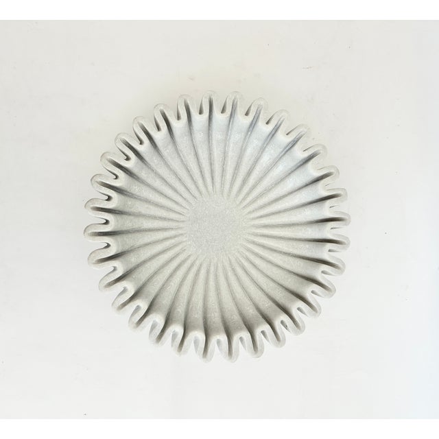Fluted White Marble Bowl 12" X 3.5" For Sale In Los Angeles - Image 6 of 7