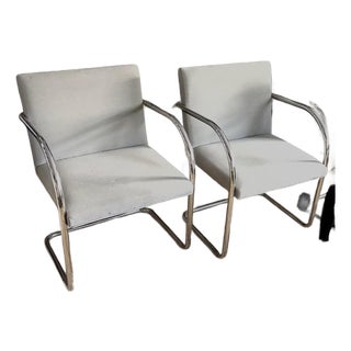 Mid Century Knoll International Brno Tubular Chrome Cantilever Chairs - Signed and Dated 1979 For Sale