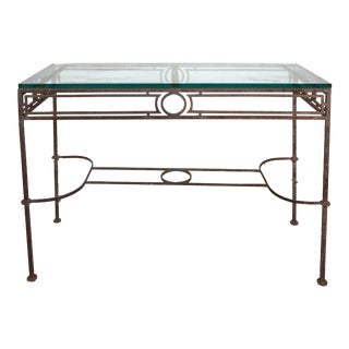 Modern Formations Iron & Glass Console or Sofa Table For Sale