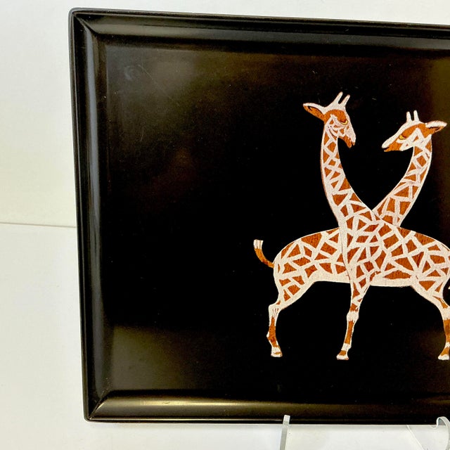 1960s 1970s Mid-Century Hollywood Regency Boho Chic Safari Couroc Giraffe Tray, Extra Large. For Sale - Image 5 of 18