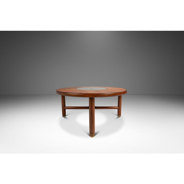 Mid-Century Modern Mid-Century Danish Modern "Donut" Table in Solid Teak W/ Glass Inlay & Brass Detailing Attributed to G-Plan, England, C. 1970s For Sale - Image 3 of 17