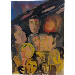Luciano De Vita, Expressionist Portrait, 1970s, Oil on Canvas For Sale