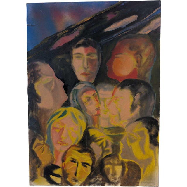 Luciano De Vita, Expressionist Portrait, 1970s, Oil on Canvas For Sale