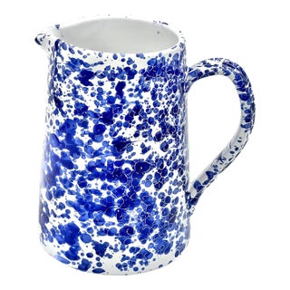 Taverna Speckled Pitcher, Cobalt/White For Sale