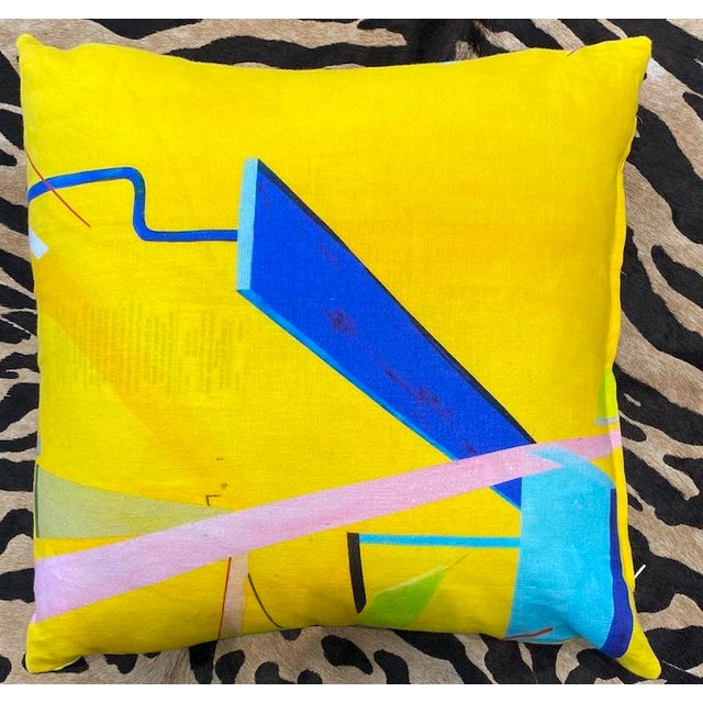 Abstract Contemporary Yellow Voutsa Pillow Covers- Set of 2 For Sale - Image 3 of 6