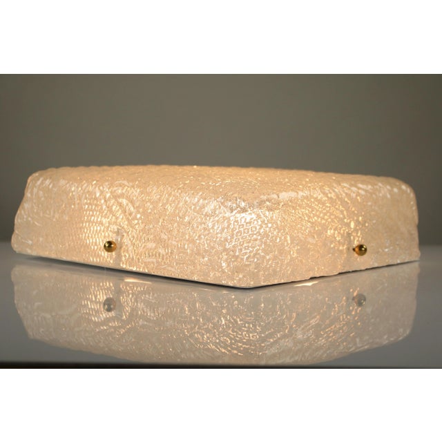 Mid-Century Modern Vintage Square Ceiling Lamp Fixture with Glass Shade, 1960s For Sale - Image 3 of 10