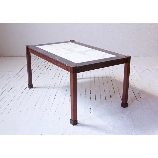 "San Miniato" Walnut & Two-Tone Marble Dining Table by Montaperto Studios, 2021 For Sale In New York - Image 6 of 8