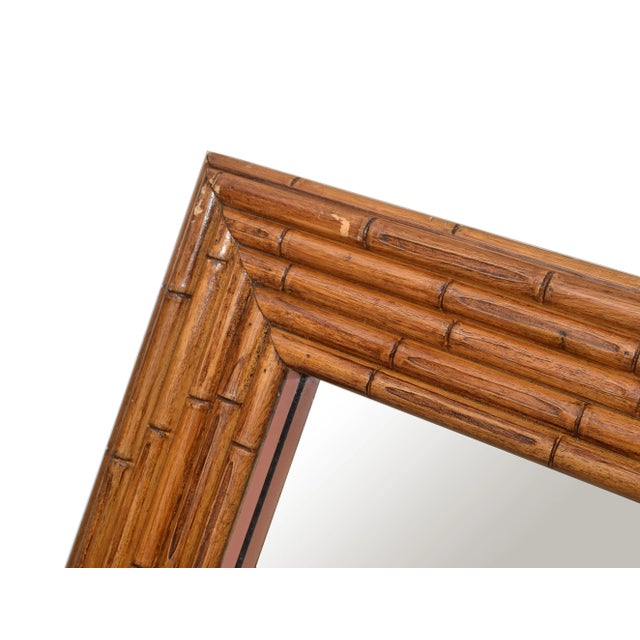 Monumental Bohemian Rectangular Wall Mirror Wood Backing Mid-Century Modern 50s For Sale - Image 4 of 13